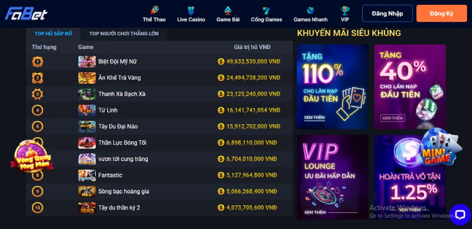 Thưởng chào mừng Slot b29club